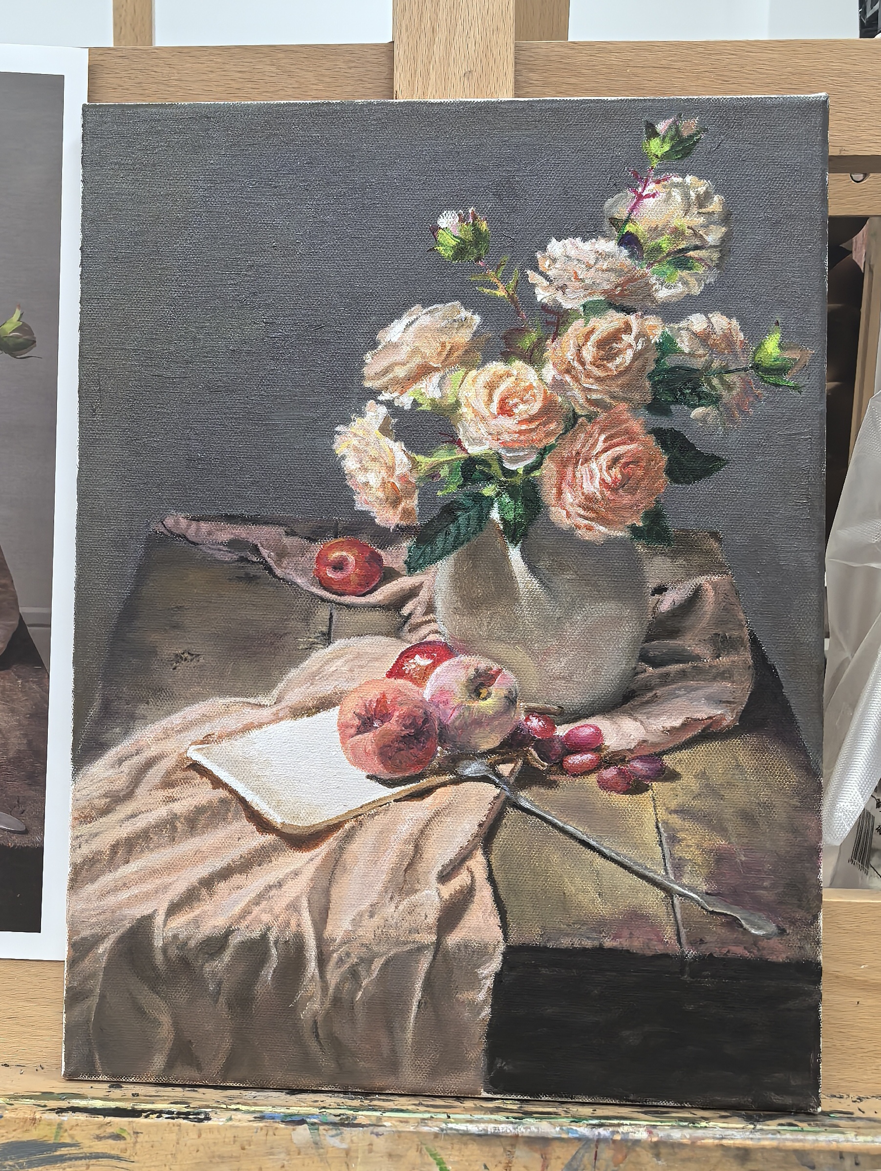 考试画(虽然加班了但时间还是不太够,画了很久桌布导致画花时间不够)